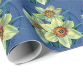 Daffodils feine Art blaugelbe Verpackung Geschenkpapier (Rolleneckpunkt)