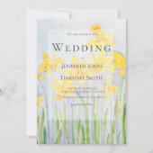 Daffodils Feld Wasserfarbenhochzeit Einladung (Vorderseite)