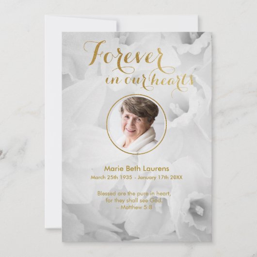 Daffodils Gold Beileid Danke, Card mit Foto Dankeskarte (Vorderseite)