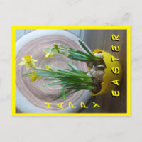 Daffodils Happy Easter Vertical Postcard