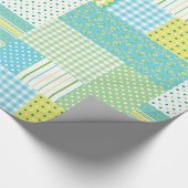 Daffodils Imitate Patchwork Polkas Karos Florals Geschenkpapier (Ecke)