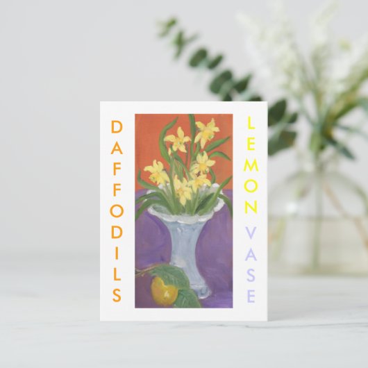 DAFFODILS LEMON VASE POSTKARTE (Stehend Vorderseite)