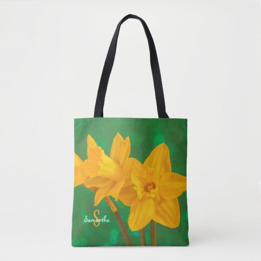 Daffodils on Green Tote bag Tasche (Vorderseite)
