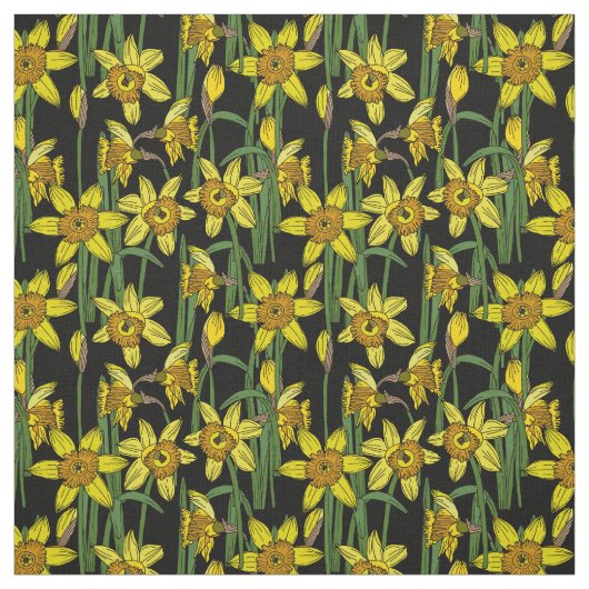 Daffodils Yellow Narcissus Blume Pattern auf Schwa Stoff (Muster)