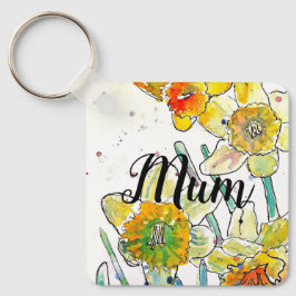 Daffodin Blume Wasserfarben Kunst, Dichtung und Mu Schlüsselanhänger