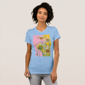 Daffodin Gelbe blaue Blume Blume Wasserfarbe T-Shirt (Vorne ganz)