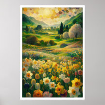 Daffodin Spring Meadow Impressionist Art