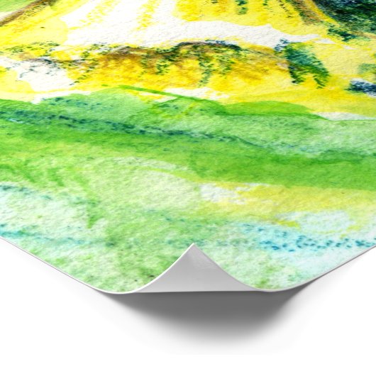 Daffodin Spring Watercolor Art Poster (Ecke)