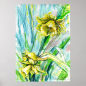 Daffodin Spring Watercolor Art Poster (Vorne)