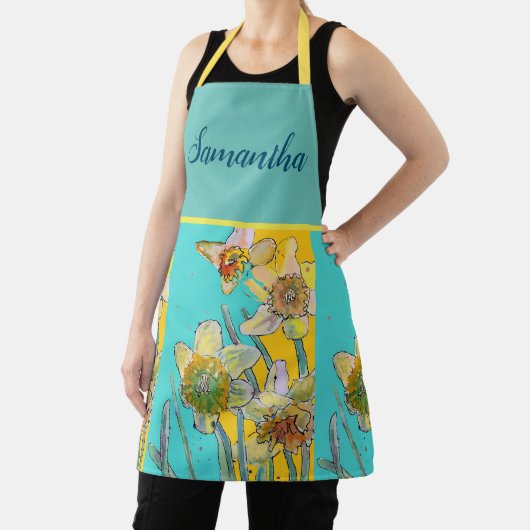 Daffodin Wasserfarbe Blume Gelbgrüner Frühling Schürze (InSitu)