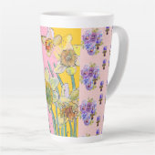 Daffodin Wasserfarbe Gelbe Blume Blüte Latte Tasse (Rechte Ecke)
