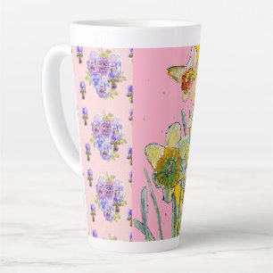 Daffodin Wasserfarbe Gelbe Blume Blüte Latte Tasse