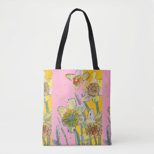 Daffodin Wasserfarben Blumenstrauß Frauen Kunst, D Tasche (Vorderseite)