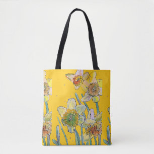 Daffodin Wasserfarben Blumenstrauß Frauen Kunst, D Tasche