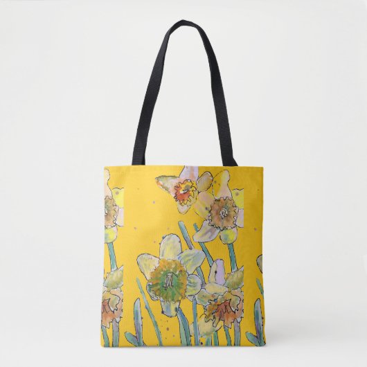 Daffodin Wasserfarben Blumenstrauß Frauen Kunst, D Tasche (Vorderseite)