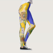 Daffodin Watercolor Blume Blue Floral Leggings (Rechts)