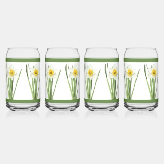 Daffodis florale botanische Kunst Dosenglas (Vorderseite)