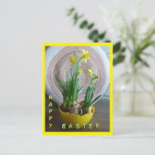 Daffodis Happy Oaster Cust.Text vertikale Postkart Postkarte (Stehend Vorderseite)