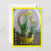 Daffodis Happy Oaster Cust.Text vertikale Postkart Postkarte (Vorne/Hinten)