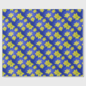 Daffodis Pop Art Blue Geschenkpapier (Flach)
