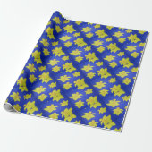 Daffodis Pop Art Blue Geschenkpapier (Ungerollt)