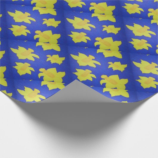 Daffodis Pop Art Blue Geschenkpapier (Ecke)
