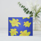 Daffodis Pop Art Blue Postkarte (Stehend Vorderseite)