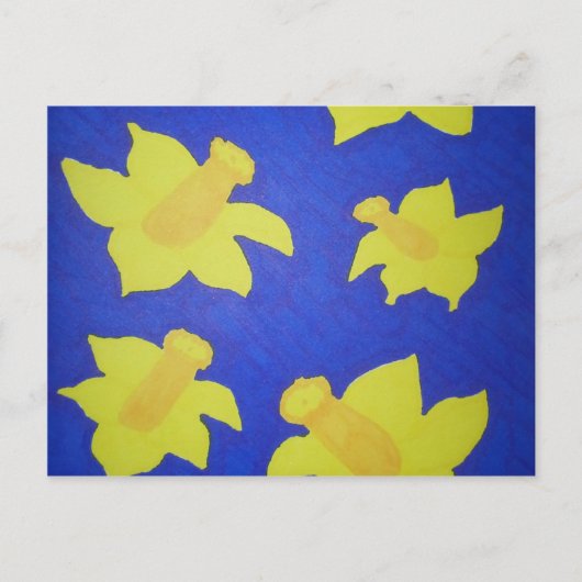 Daffodis Pop Art Blue Postkarte (Vorderseite)