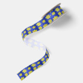 Daffodis Pop Art Blue Satinband (Rückseite)