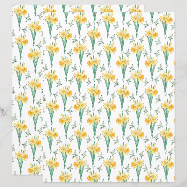 Daffodis Scrapbook Paper (Vorne/Hinten)