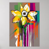 Daffodische Abstrakte Kunst Blumenfarben Poster (Vorne)