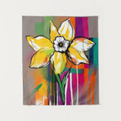 Daffodische Blume Abstrakt Art Blumenkohl Wandteppich (Vorderseite)