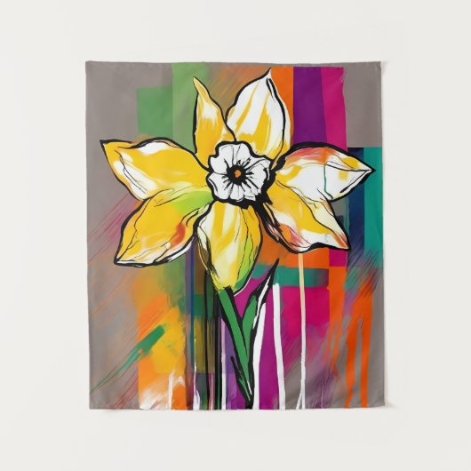 Daffodische Blume Abstrakt Art Blumenkohl Wandteppich (Vorderseite)