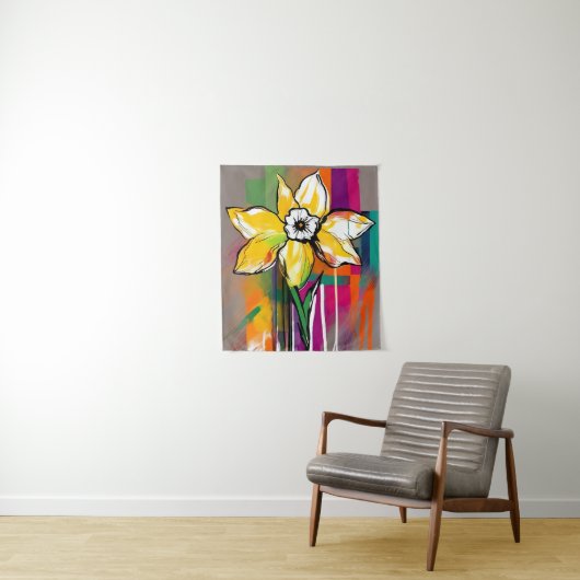 Daffodische Blume Abstrakt Art Blumenkohl Wandteppich (Beispiel)