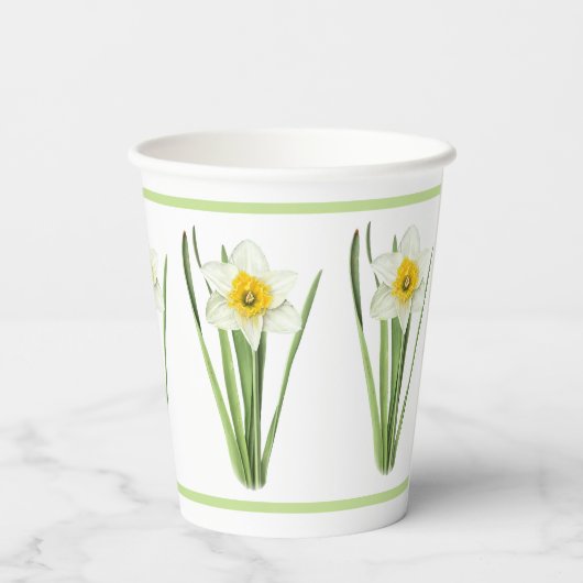 Daffodische Blume Botanische Kunst Pappbecher (Rückseite)