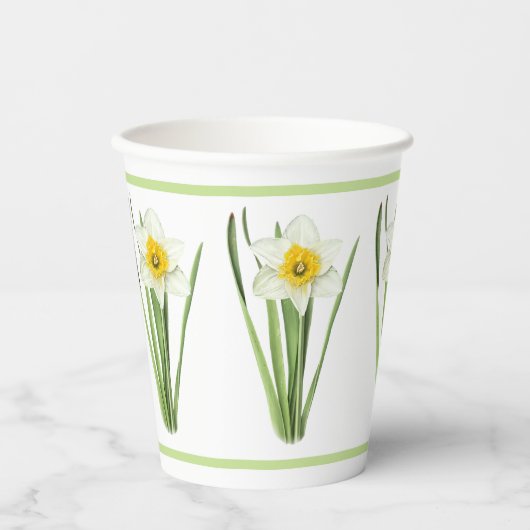 Daffodische Blume Botanische Kunst Pappbecher (Vorderseite)