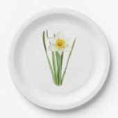 Daffodische Blume Botanische Kunst Pappteller (Vorderseite)