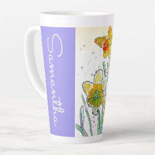 Daffodische Blume Floral Wasserfarbe Frauen Name Milchtasse