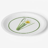 Daffodische Blume grenzt an botanische Kunst Pappteller (Schrägansicht)
