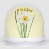 Daffodische Blume Personalisierte botanische Kunst Schneekugeln (Vorderseite)