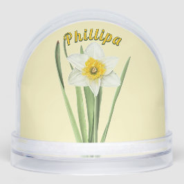 Daffodische Blume Personalisierte botanische Kunst Schneekugeln