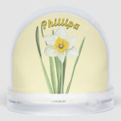 Daffodische Blume Personalisierte botanische Kunst Schneekugeln (Rückseite)