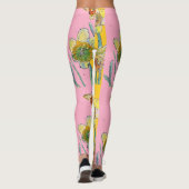 Daffodische Blume Wasserfarbe Rosa Leggings (Rückseite)