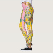 Daffodische Blume Wasserfarbe Rosa Leggings (Links)