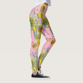 Daffodische Blume Wasserfarbe Rosa Leggings (Rechts)