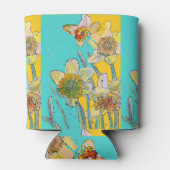 Daffodische Blume Wasserfarbe Türkis Blütenstaub Dosenkühler (Rückseite)
