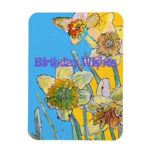 Daffodische Blume Wasserfarben Gelbe Frühling Kuns Magnet