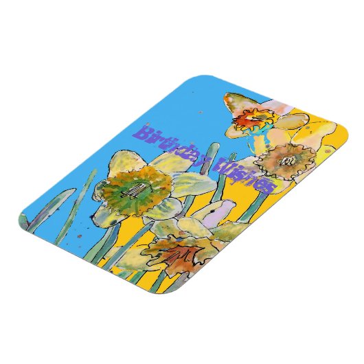 Daffodische Blume Wasserfarben Gelbe Frühling Kuns Magnet (Linke Seite)