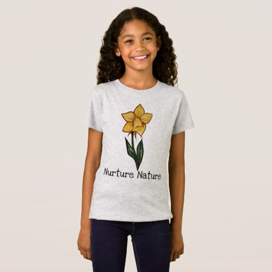 Daffodische Frühlingskunst Blume Gelbe Blumenmuste T-Shirt (Vorne ganz)