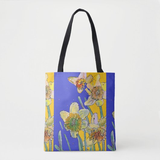Daffodische Wasserfarben-Blüte Damen Tote Tasche (Vorderseite)